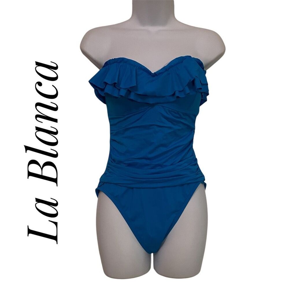La Blanca Royal Blue Ruffle One-Piece Swimsuit